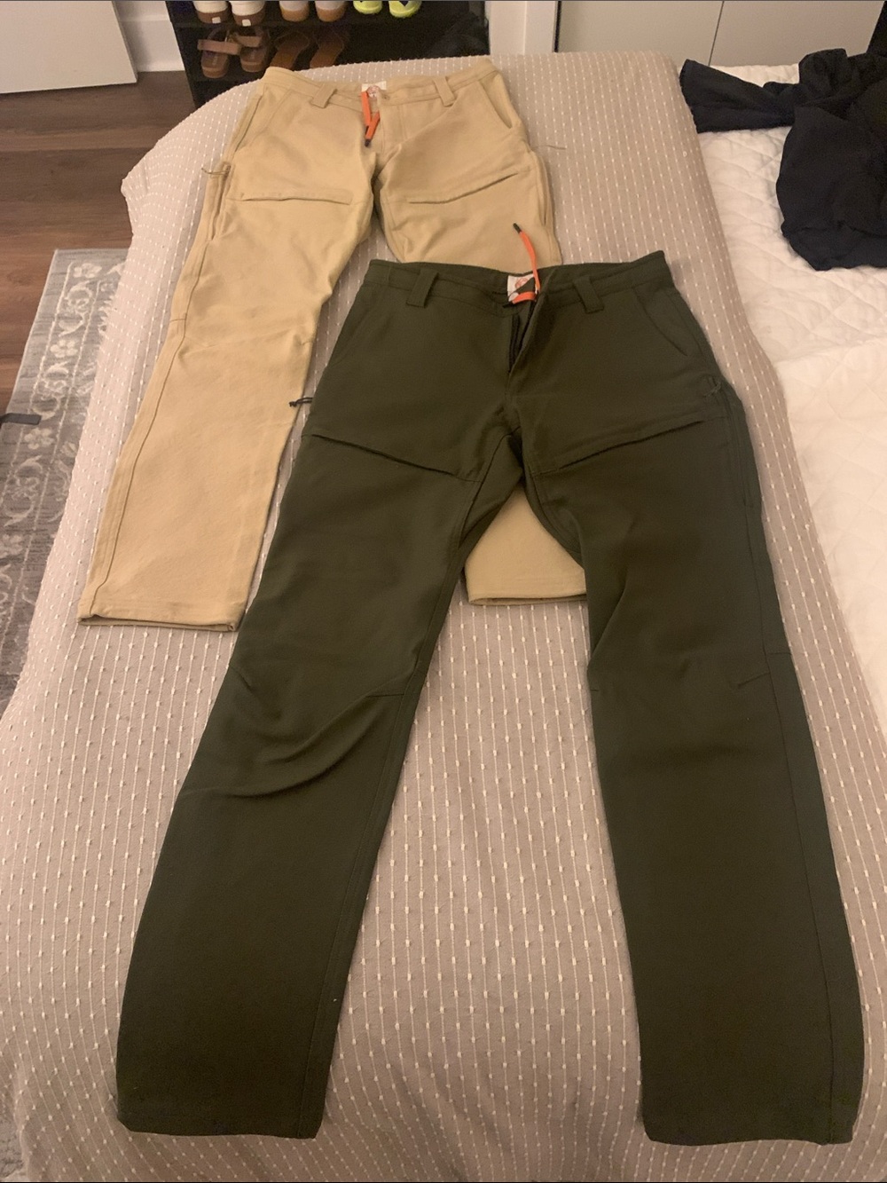 Two Pairs LIVSN Men's Karst Trekking Pants - Olive and Khaki - Durable 32x32